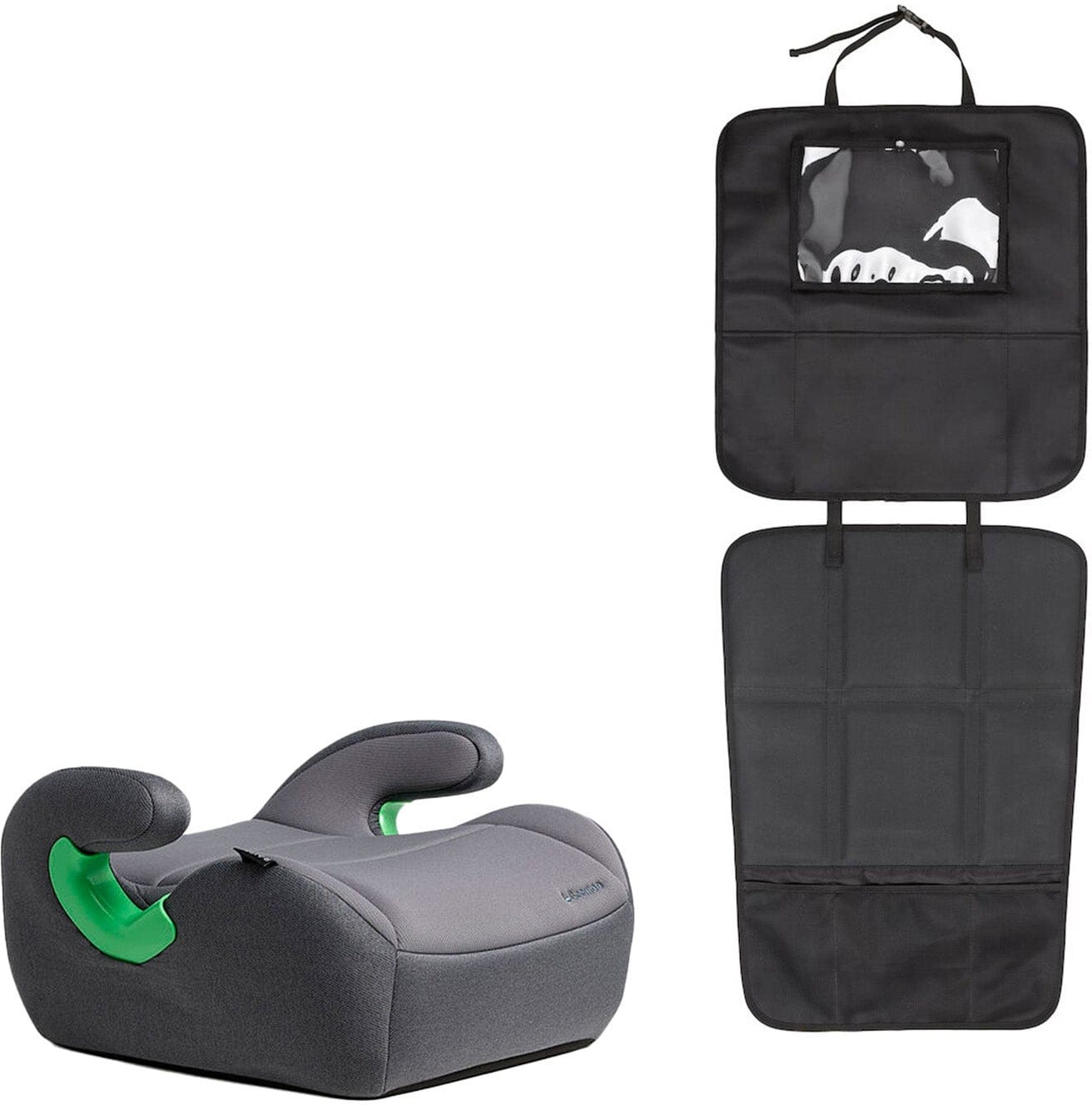 Beemoo Raise 2 i-Size Bälteskudde inkl. Beemoo 3-in-1 Sparkskydd, Mineral Grey/Black