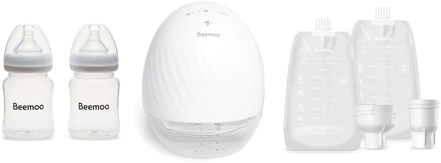 Beemoo CARE Wearable Elektrisk Bröstpump Singel inkl. Bröstmjölkspåsar & Bröstmjölksflaska 180 ml 2-pack