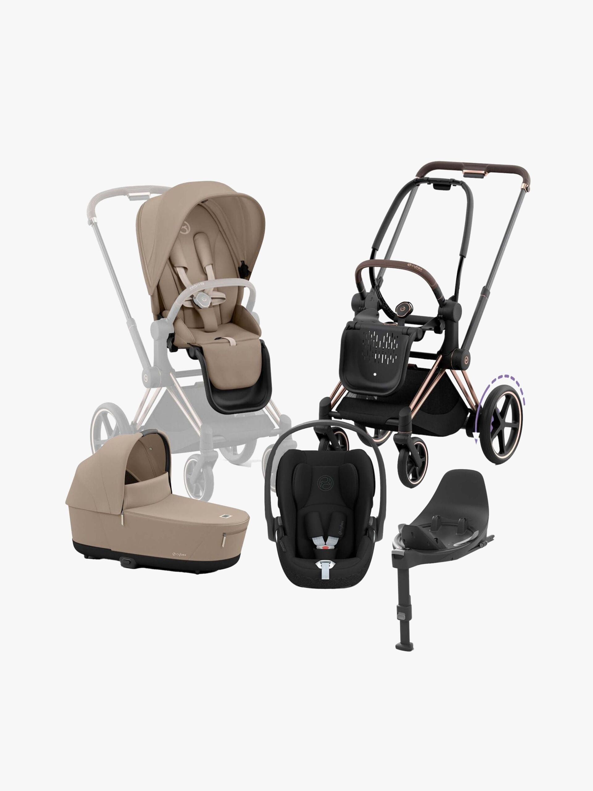 Cybex ePriam Duovagn inkl. Cloud T & Bas, Cozy Beige/Rose Gold
