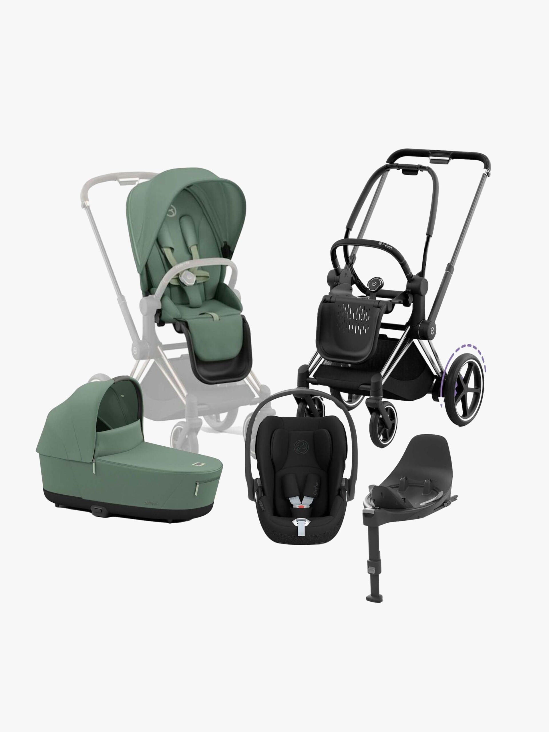 Cybex ePriam Duovagn inkl. Cloud T & Bas, Leaf Green/Chrome Black