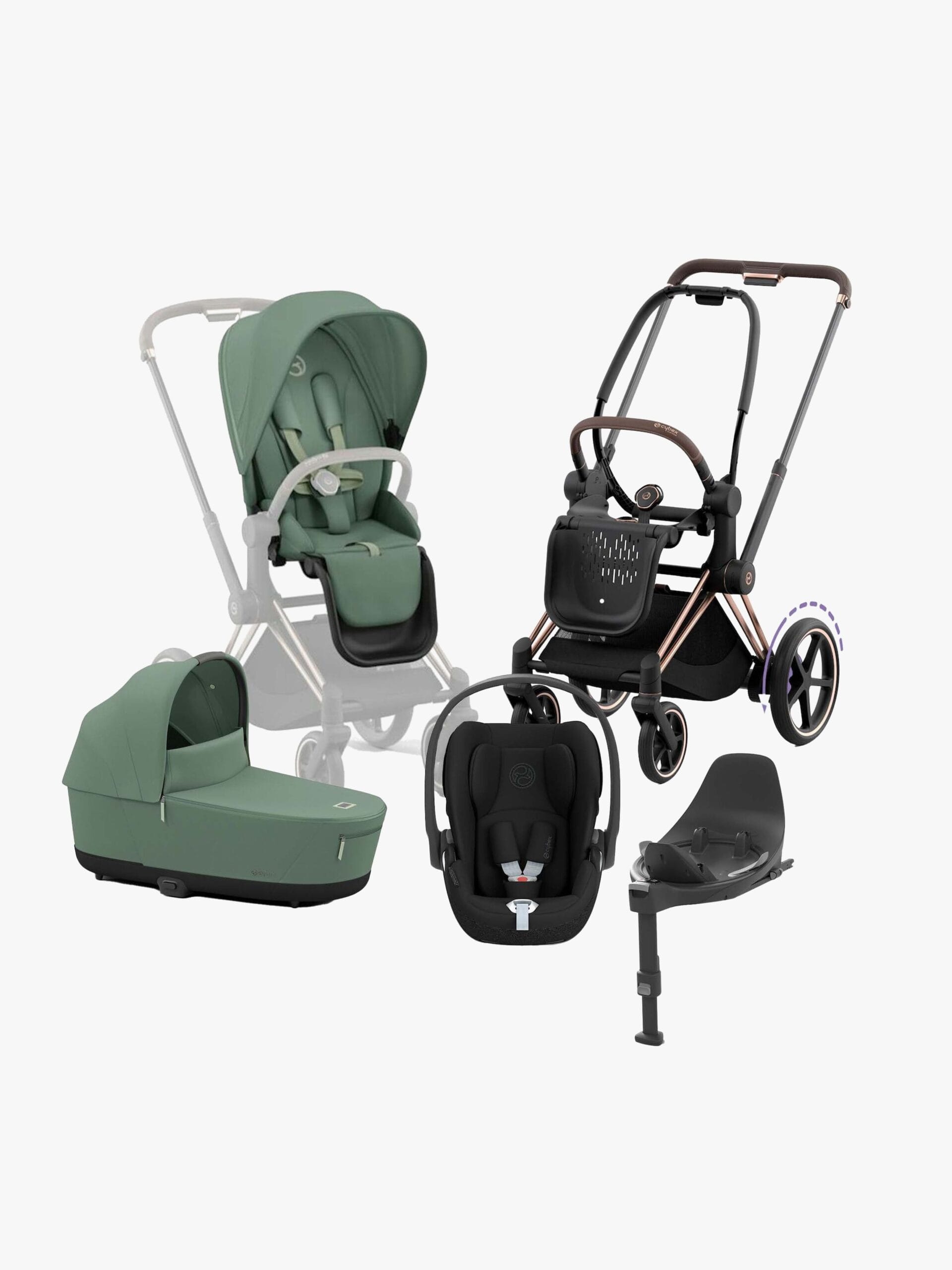 Cybex ePriam Duovagn inkl. Cloud T & Bas, Leaf Green/Rose Gold