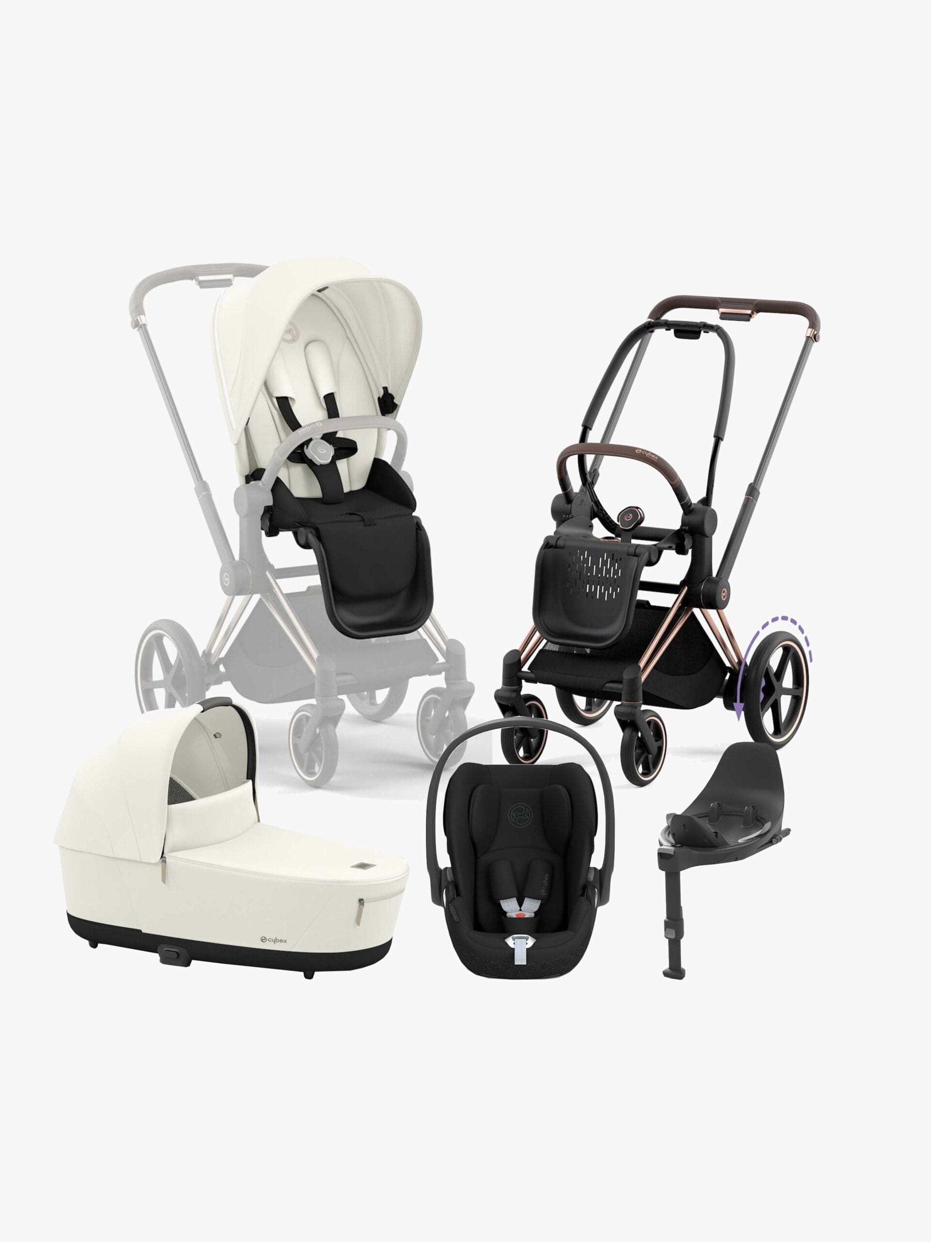 Cybex ePriam Duovagn inkl. Cloud T & Bas, Off White/Rose Gold