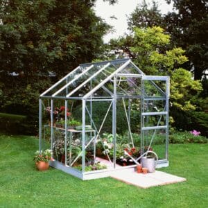 Halls Popular 66 + SO1693 Växthus med fundament, 3,8 m², aluminium