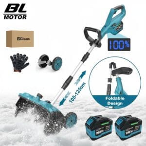3500W 320MM 18V Borstlös Elektrisk Snöslunga - Sladdlös Snöborste Snöskyffel för Uppfart, Gård , Gata och Trottoar - med 2 batterier