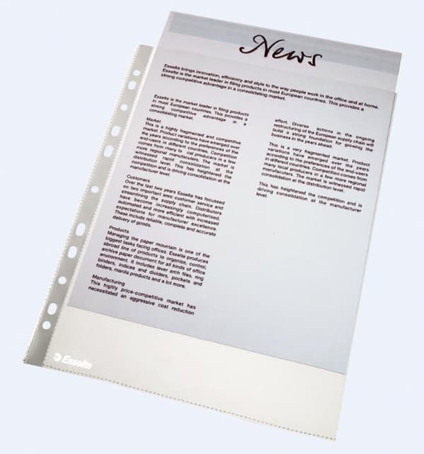 Plastficka ESSELTE PP A4 0,06 klar 100/F