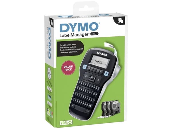 DYMO Labelmanager 160 Value Pack Etikettskrivare Velegnet till skriftband: D1 12 mm, 9 mm, 6 mm