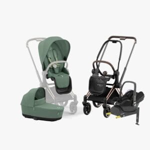 Cybex e-Priam Duovagn inkl. Maxi-Cosi CabrioFix & Bas, Leaf Green/Rose Gold